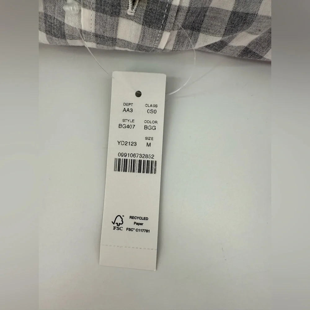 J. Crew Slim Secret Wash Cotton Poplin Gray Heather Gingham Casual Button Down